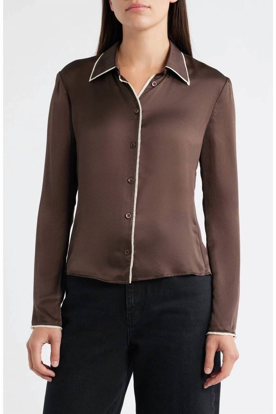 NEW FRAME the slim essential shirt in brown